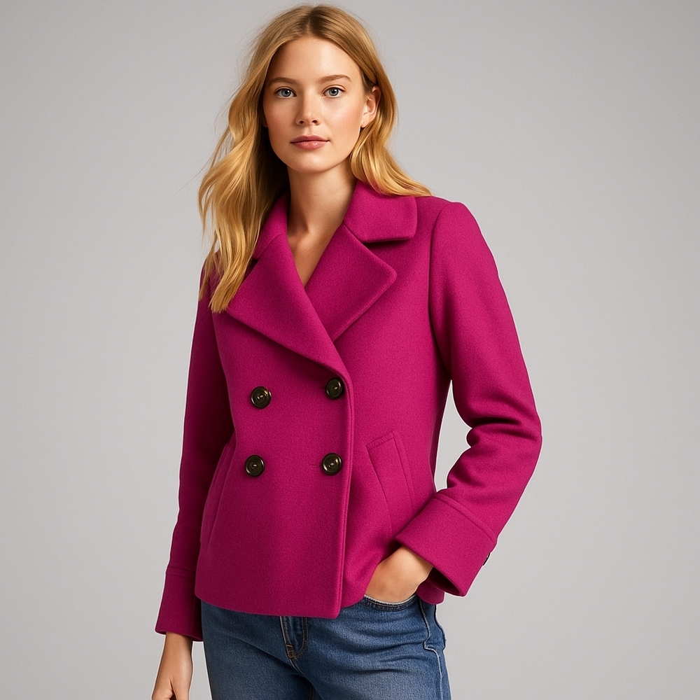 Banana Republic Wool Peacoat Sz S |‎ Vibrant Short Coat - Dopamine Dressing